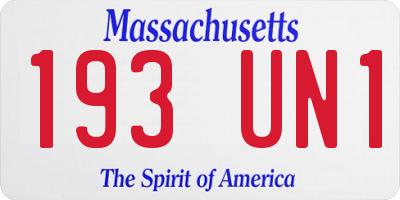 MA license plate 193UN1