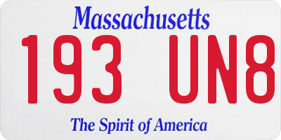 MA license plate 193UN8