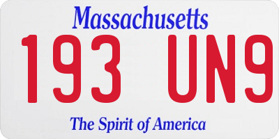 MA license plate 193UN9