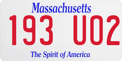 MA license plate 193UO2