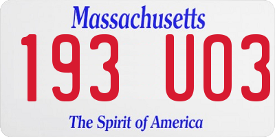 MA license plate 193UO3