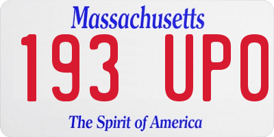 MA license plate 193UP0