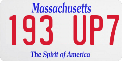 MA license plate 193UP7