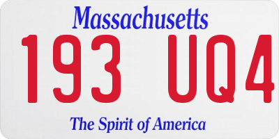 MA license plate 193UQ4