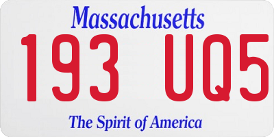 MA license plate 193UQ5