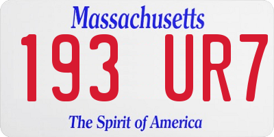 MA license plate 193UR7