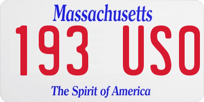 MA license plate 193US0