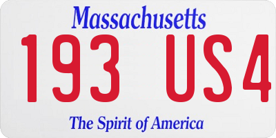 MA license plate 193US4