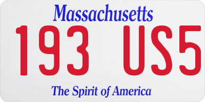 MA license plate 193US5