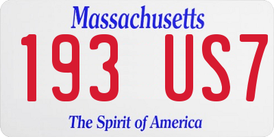 MA license plate 193US7