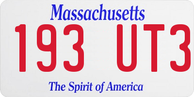 MA license plate 193UT3