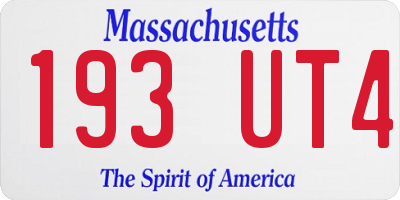 MA license plate 193UT4