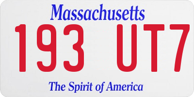 MA license plate 193UT7