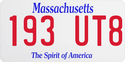 MA license plate 193UT8