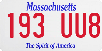 MA license plate 193UU8
