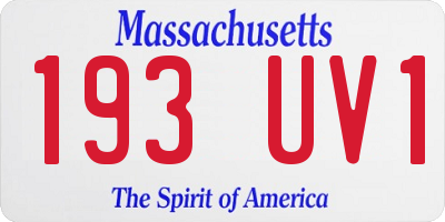 MA license plate 193UV1