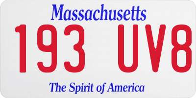 MA license plate 193UV8
