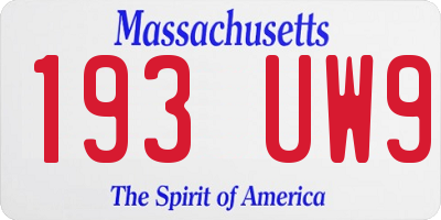 MA license plate 193UW9