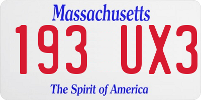 MA license plate 193UX3