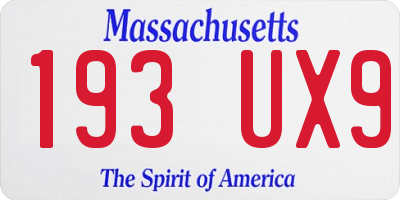 MA license plate 193UX9