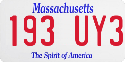 MA license plate 193UY3
