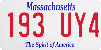 MA license plate 193UY4