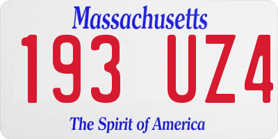 MA license plate 193UZ4