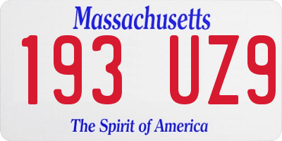 MA license plate 193UZ9