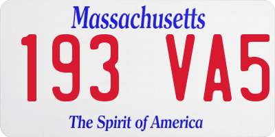 MA license plate 193VA5