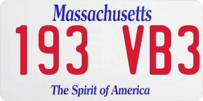 MA license plate 193VB3