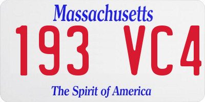 MA license plate 193VC4