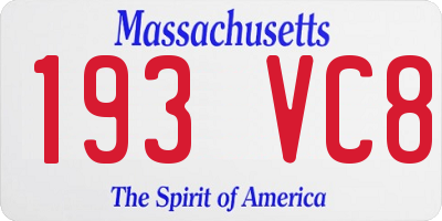 MA license plate 193VC8