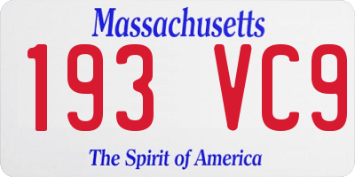 MA license plate 193VC9
