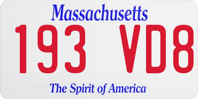 MA license plate 193VD8