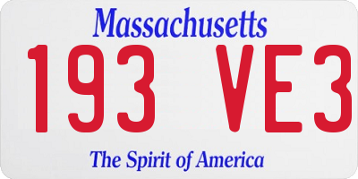 MA license plate 193VE3
