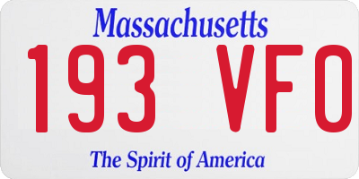 MA license plate 193VF0