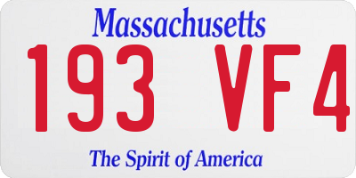 MA license plate 193VF4