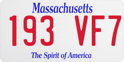 MA license plate 193VF7