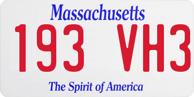 MA license plate 193VH3