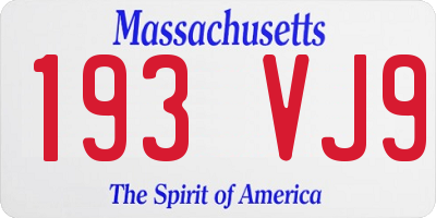 MA license plate 193VJ9