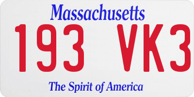 MA license plate 193VK3