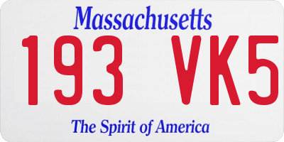 MA license plate 193VK5