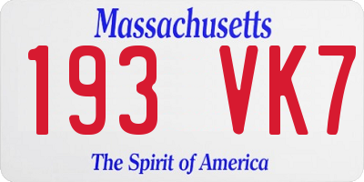 MA license plate 193VK7