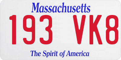 MA license plate 193VK8