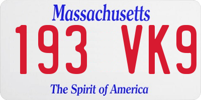 MA license plate 193VK9