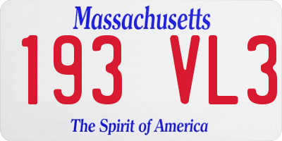 MA license plate 193VL3