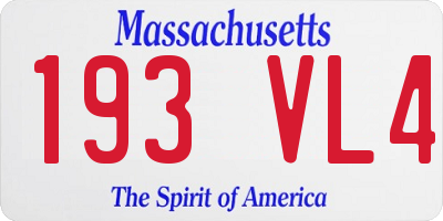 MA license plate 193VL4