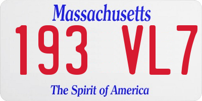 MA license plate 193VL7