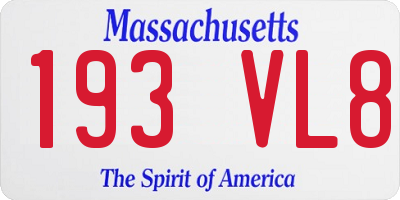 MA license plate 193VL8