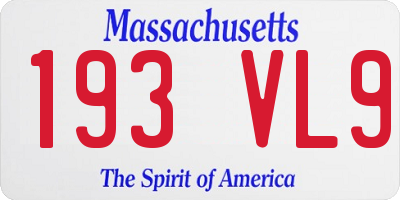 MA license plate 193VL9